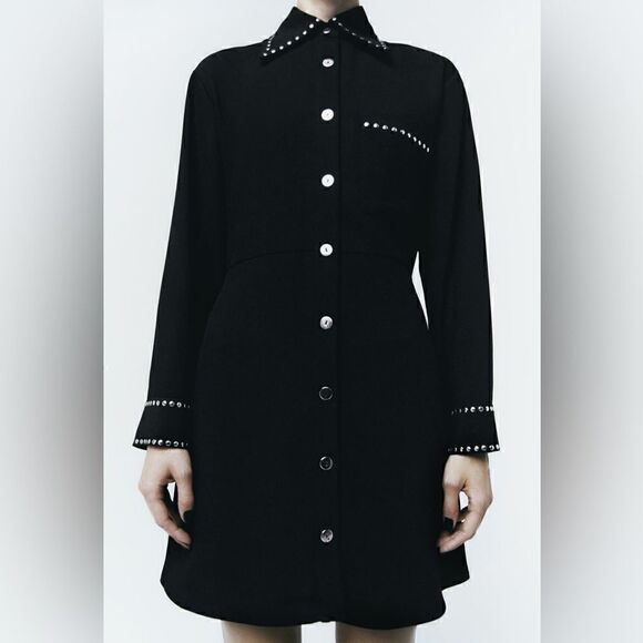 ZARA STUDDED SHIRT DRESS - Picture 5 of 9